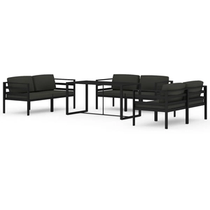 vidaXL Salon de jardin 7 pcs avec coussins Aluminium Anthracite pas cher