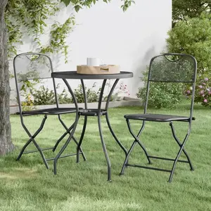 vidaXL Ensemble à manger de jardin 3 pcs Maille Métal Anthracite pas cher