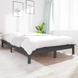 vidaXL Cadre de lit Gris 120x200 cm Bois de pin massif pas cher