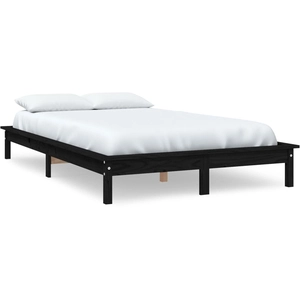 vidaXL Cadre de lit Noir 160x200 cm Bois de pin massif pas cher