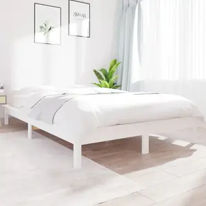 vidaXL Cadre de lit blanc 180x200 cm Super King bois de pin massif pas cher