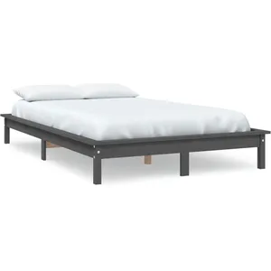 vidaXL Cadre de lit Gris 180x200 cm Bois de pin massif Super King pas cher
