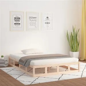 vidaXL Cadre de lit 140x190 cm Bois massif pas cher
