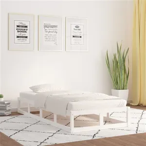 vidaXL Cadre de lit Blanc 75x190 cm Petit simple Bois massif pas cher