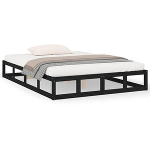 vidaXL Cadre de lit Noir 200x200 cm Bois massif pas cher