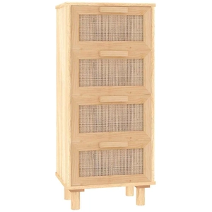 vidaXL Buffet Marron 40x30x90 cm Bois de pin massif et rotin naturel pas cher