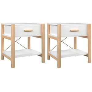 vidaXL Tables de chevet 2 pcs Blanc 42x38x45 cm Bois d’ingénierie pas cher