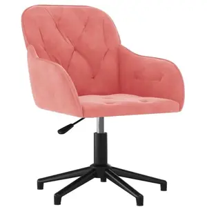 vidaXL Chaise pivotante de bureau Rose Velours pas cher