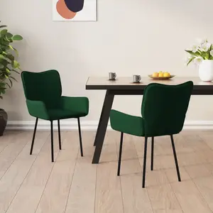 vidaXL Chaises à manger lot de 2 Vert foncé Velours pas cher