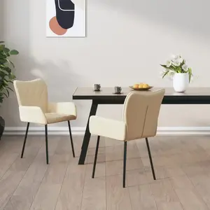 vidaXL Chaises à manger lot de 2 crème tissu pas cher