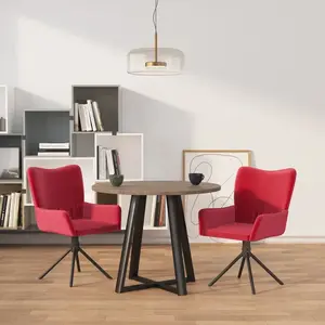 vidaXL Chaises pivotantes à manger lot de 2 Rouge bordeaux Velours pas cher