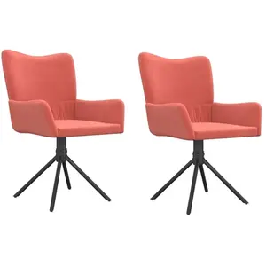 vidaXL Chaises pivotantes à manger lot de 2 Rose Velours pas cher