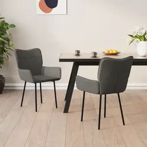 vidaXL Chaises à manger lot de 2 Gris foncé Velours pas cher