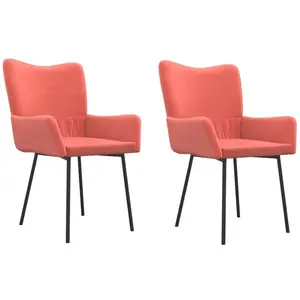 vidaXL Chaises à manger lot de 2 Rose Velours pas cher