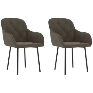 vidaXL Chaises à manger lot de 2 Gris foncé Velours pas cher