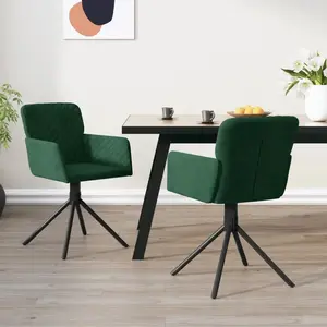 vidaXL Chaises pivotantes à manger lot de 2 Vert foncé Velours pas cher