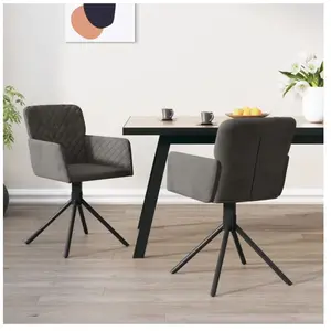 vidaXL Chaises pivotantes à manger lot de 2 Gris foncé Velours pas cher