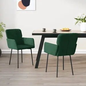 Comparateur de prix : vidaXL Chaises à manger lot de 2 Vert foncé Velours
