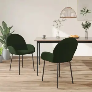 vidaXL Vidaxl Chaises De Salle À Manger 2 Pcs Vert Foncé Velours pas cher