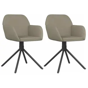 vidaXL Chaises pivotantes à manger lot de 2 Gris clair Velours pas cher