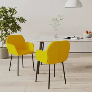 Comparateur de prix : vidaXL Vidaxl Chaises De Salle À Manger 2 Pcs Jaune Velours