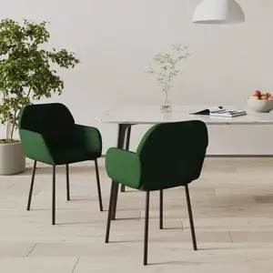 vidaXL Vidaxl Chaises De Salle À Manger 2 Pcs Vert Foncé Velours pas cher