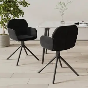 vidaXL Chaises pivotantes à manger lot de 2 Noir Velours pas cher