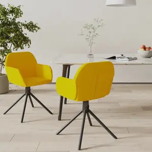 vidaXL Vidaxl Chaises Pivotantes De Salle À Manger 2 Pcs Jaune Velours pas cher