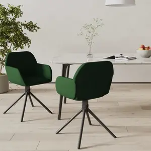 vidaXL Chaises pivotantes à manger lot de 2 Vert foncé Velours pas cher