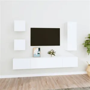vidaXL Ensemble de meubles TV 5 pcs Blanc Bois d'ingénierie pas cher