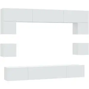 Comparateur de prix : vidaXL Ensemble de meubles TV 8 pcs Blanc Bois d'ingénierie