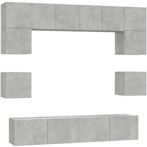 Comparateur de prix : vidaXL Ensemble de meubles TV 8 pcs Gris béton Bois d'ingénierie