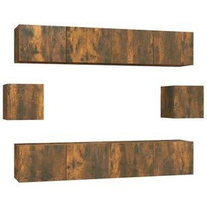 vidaXL Ensemble de meubles TV 6 pcs Chêne fumé Bois d'ingénierie pas cher