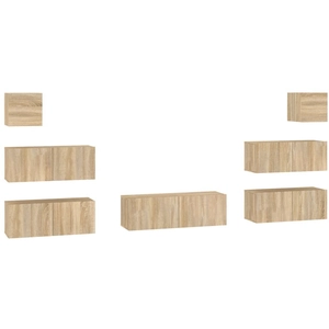 vidaXL Ensemble de meubles TV 7 pcs Chêne sonoma Bois d'ingénierie pas cher