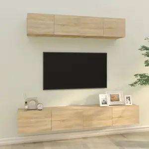 vidaXL Ensemble de meubles TV 4 pcs Chêne sonoma Bois d'ingénierie pas cher