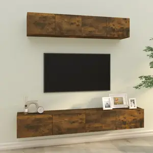 vidaXL Ensemble de meubles TV 4 pcs Chêne fumé Bois d'ingénierie pas cher