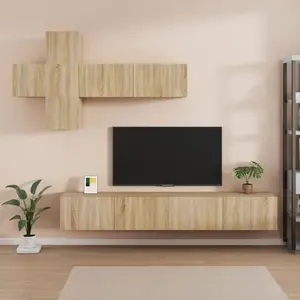 vidaXL Ensemble de meubles TV 7 pcs Chêne sonoma Bois d'ingénierie pas cher