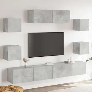 vidaXL Ensemble de meubles TV 7 pcs Gris béton Bois d'ingénierie pas cher