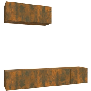 vidaXL Ensemble de meubles TV 3 pcs Chêne fumé Bois d'ingénierie pas cher