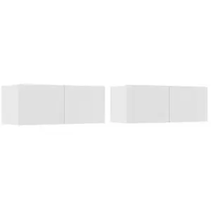 vidaXL Ensemble de meubles TV 4 pcs Blanc Bois d'ingénierie pas cher
