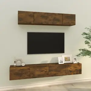 vidaXL Ensemble de meubles TV 4 pcs Chêne fumé Bois d'ingénierie pas cher