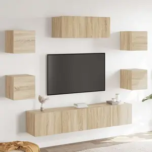 vidaXL Ensemble de meubles TV 7 pcs Chêne sonoma Bois d'ingénierie pas cher