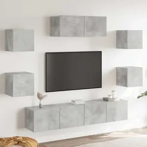 vidaXL Ensemble de meubles TV 7 pcs Gris béton Bois d'ingénierie pas cher
