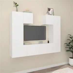 vidaXL Ensemble de meubles TV 6 pcs Blanc Bois d'ingénierie pas cher