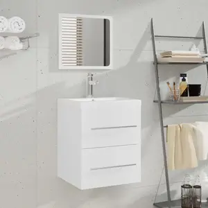 vidaXL Meuble lavabo avec bassin intégré Blanc Bois d'ingénierie pas cher