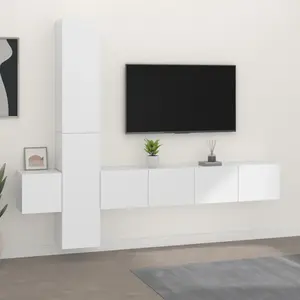 vidaXL Ensemble de meubles TV 5 pcs Blanc Bois d'ingénierie pas cher