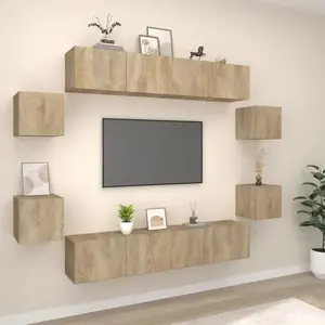 vidaXL Ensemble de meubles TV 8 pcs Chêne sonoma Bois d'ingénierie pas cher