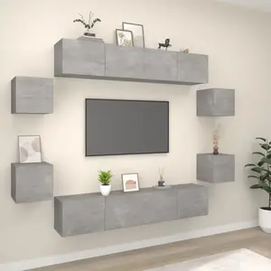 vidaXL Ensemble de meubles TV 8 pcs Gris béton Bois d'ingénierie pas cher