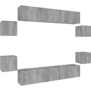 vidaXL Ensemble de meubles TV 8 pcs Sonoma gris Bois d'ingénierie pas cher