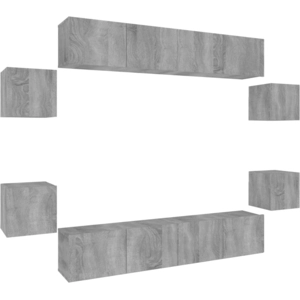 vidaXL Ensemble de meubles TV 8 pcs Sonoma gris Bois d'ingénierie pas cher
